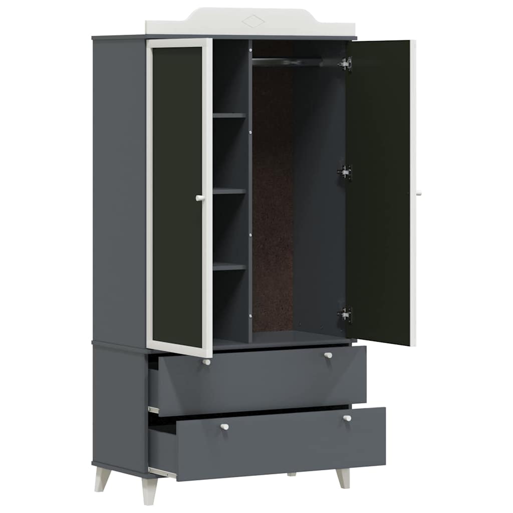 vidaXL Armadio con Lavagna con porta Grigio e bianco Legno multistrato