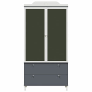 vidaXL Armadio con Lavagna con porta Grigio e bianco Legno multistrato