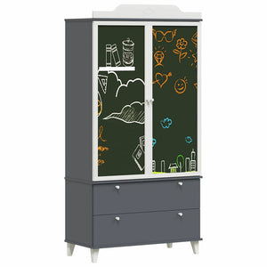 vidaXL Armadio con Lavagna con porta Grigio e bianco Legno multistrato