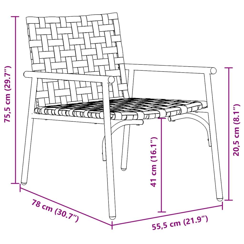 Sedia da Giardino 2 pcs Nero 79 x 56 x 73.5 cm polyrattan 42004143