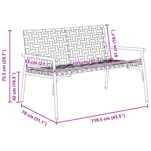 Sedia da Giardino Nero 113 x 79 x 75 cm polyrattan 42004144