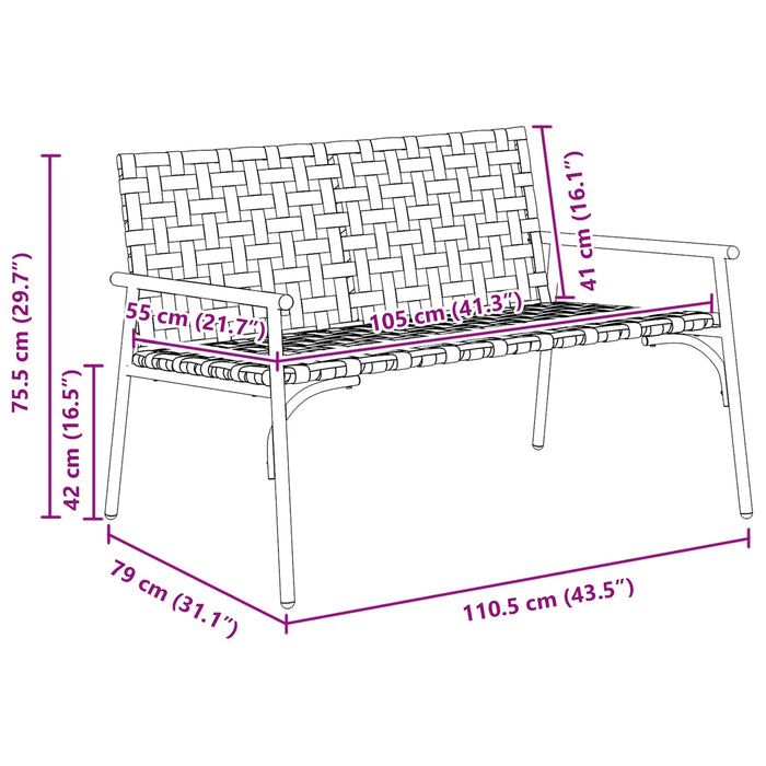 Sedia da Giardino Nero 113 x 79 x 75 cm polyrattan 42004144