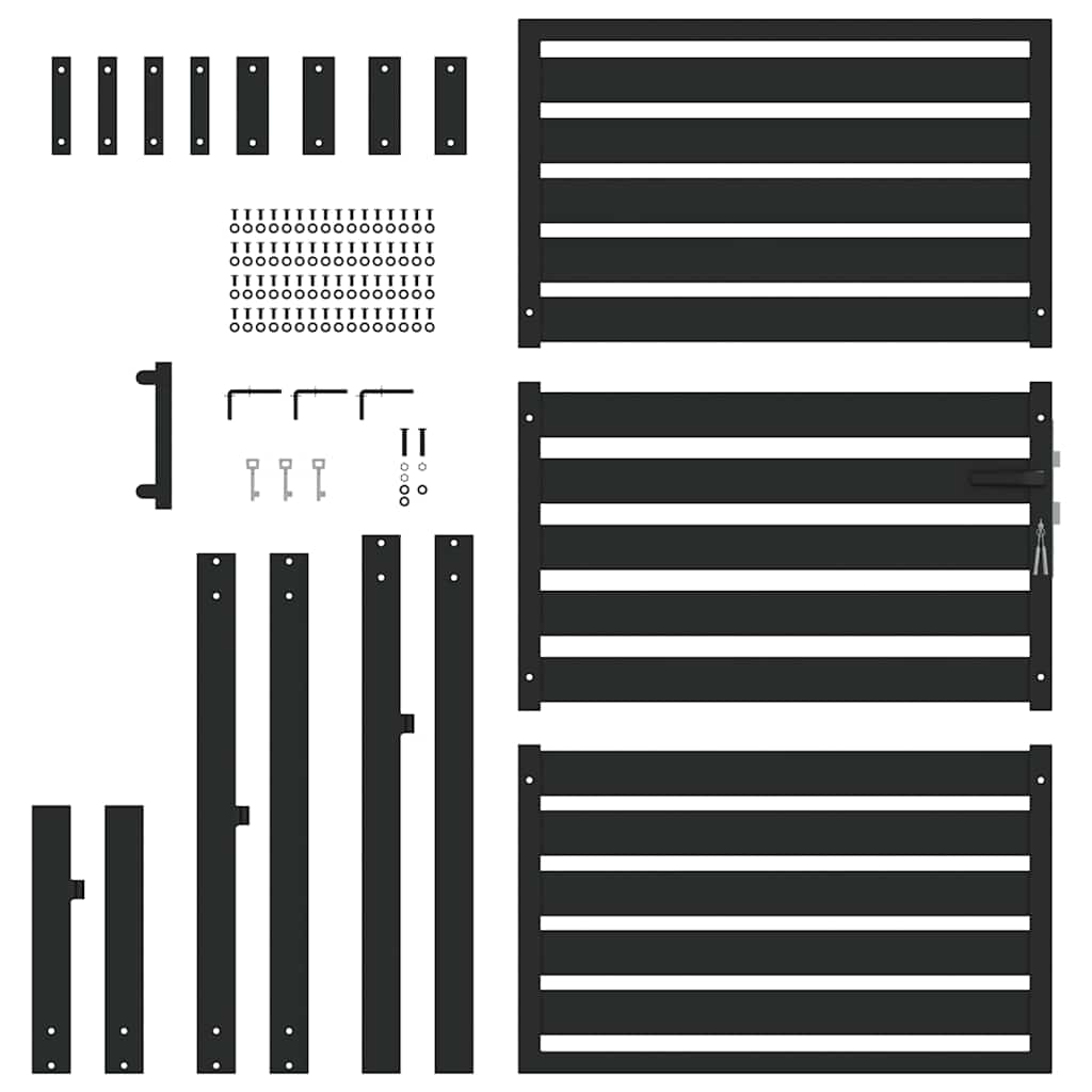 Cancello da Giardino con Serratura Nero 100x150 cm in Alluminio