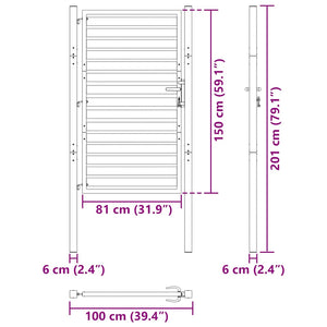 Cancello da Giardino con Serratura Nero 100x150 cm in Alluminio