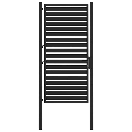 Cancello da Giardino con Serratura-Porta da giardino Nero 100x180 cm in Alluminio