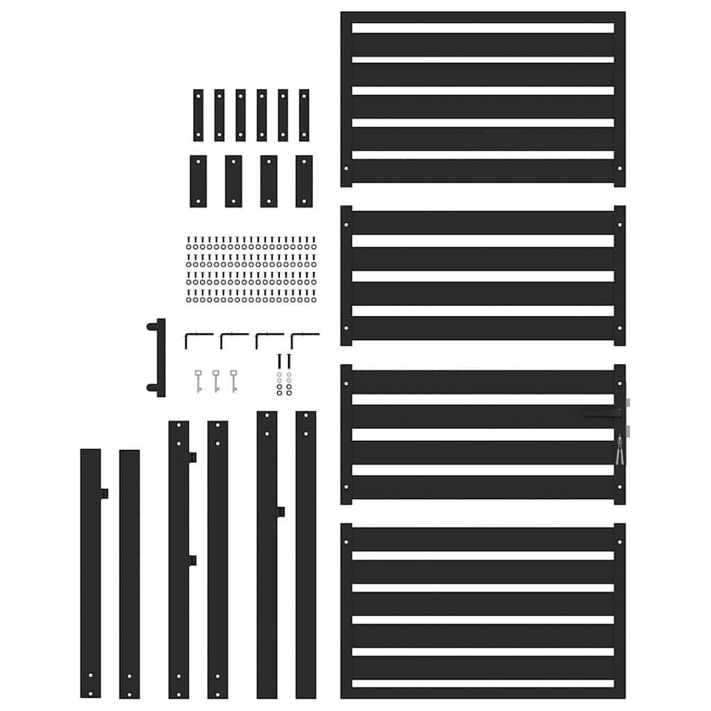 Cancello da Giardino con Serratura Nero 100x180 cm in Alluminio