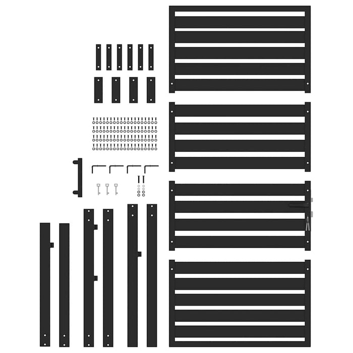 Cancello da Giardino con Serratura Nero 100x180 cm in Alluminio 42004149