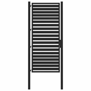 Cancello da Giardino con Serratura-Porta da giardino Nero 100x200 cm in Alluminio