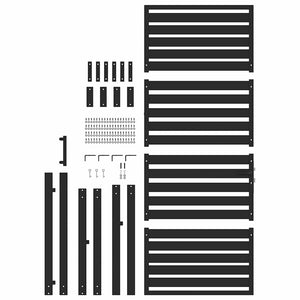 Cancello da Giardino con Serratura-Porta da giardino Nero 100x200 cm in Alluminio