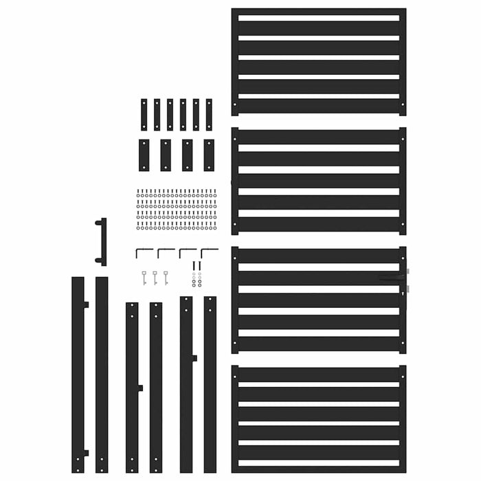 Cancello da Giardino con Serratura-Porta da giardino Nero 100x200 cm in Alluminio