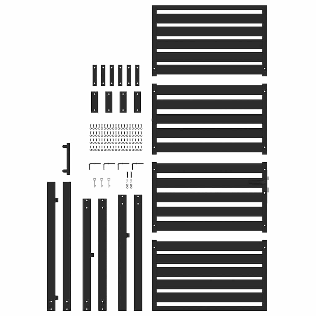 vidaXL Cancello da Giardino con Serratura Nero 100x200 cm in Alluminio