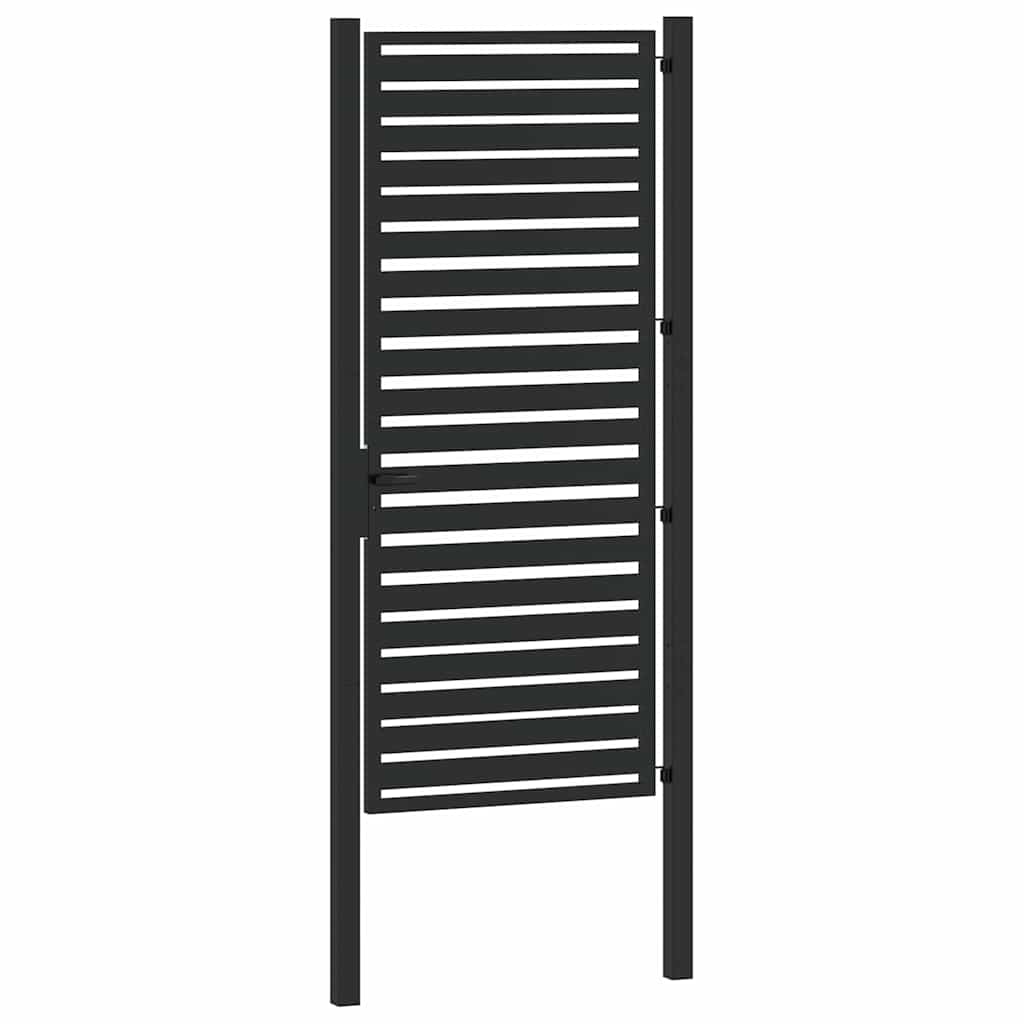 Cancello da Giardino con Serratura-Porta da giardino Nero 100x200 cm in Alluminio