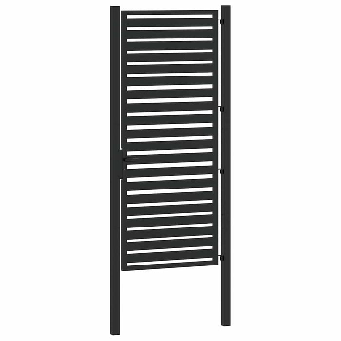 Cancello da Giardino con Serratura-Porta da giardino Nero 100x200 cm in Alluminio