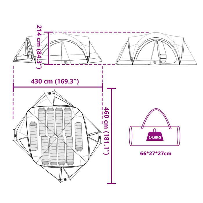 Tenda Familiare con tetto Grigio e arancione 460 x 430 x 214 cm 42004082