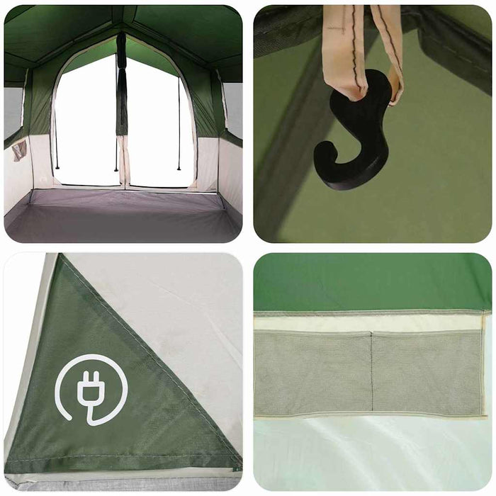 Tenda Familiare con tetto Verde e Bianco 324 x 255 x 230 cm 42004083