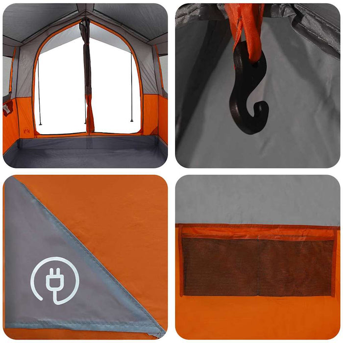 Tenda Familiare con tetto Grigio e arancione 324 x 255 x 230 cm 42004085