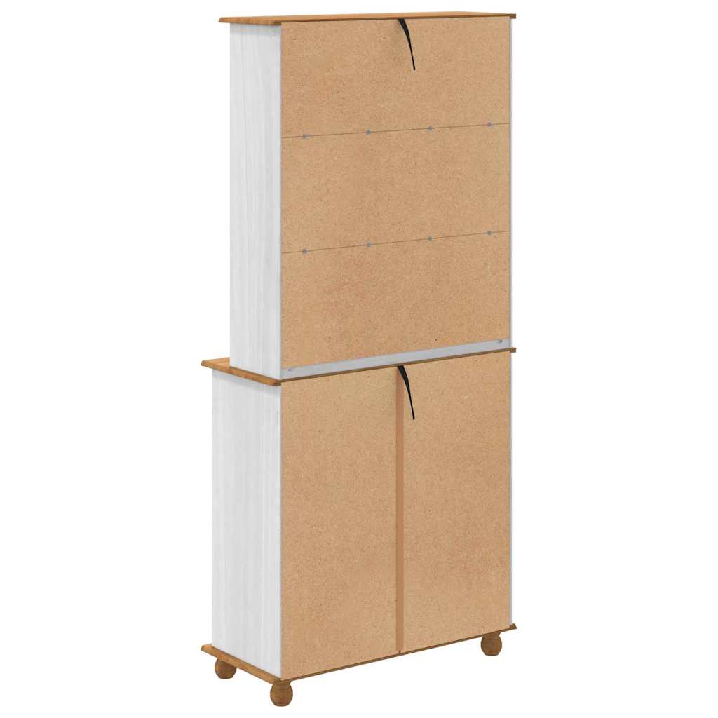 Vetrina  “ASKIM” Bianca 91x40x199.5 cm Legno Massello di Pino 3334641