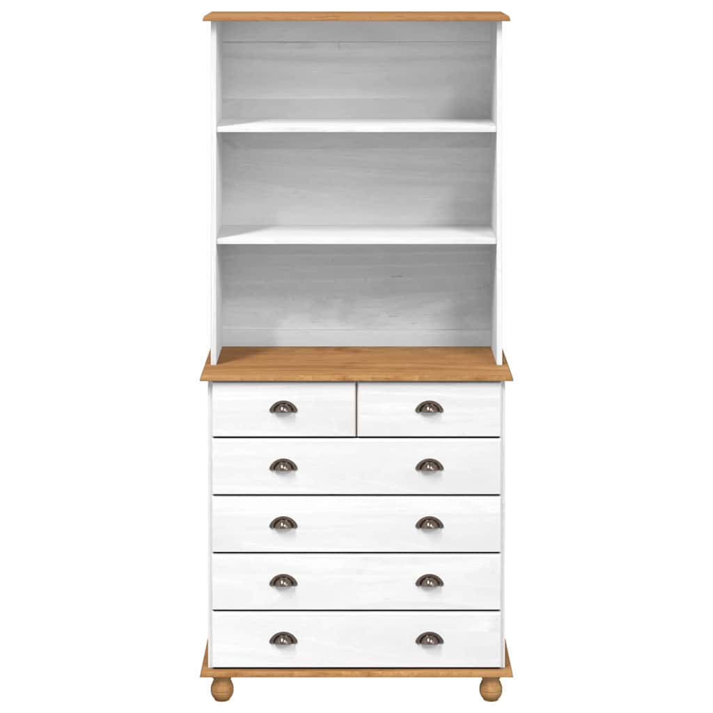 Vetrina  “ASKIM” Bianca 91x40x199.5 cm Legno Massello di Pino 3334641