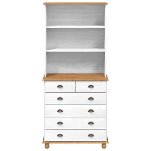 Vetrina  “ASKIM” Bianca 91x40x199.5 cm Legno Massello di Pino 3334641