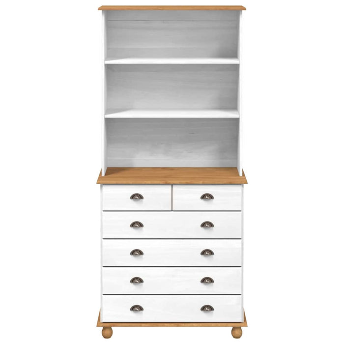 Vetrina  “ASKIM” Bianca 91x40x199.5 cm Legno Massello di Pino 3334641