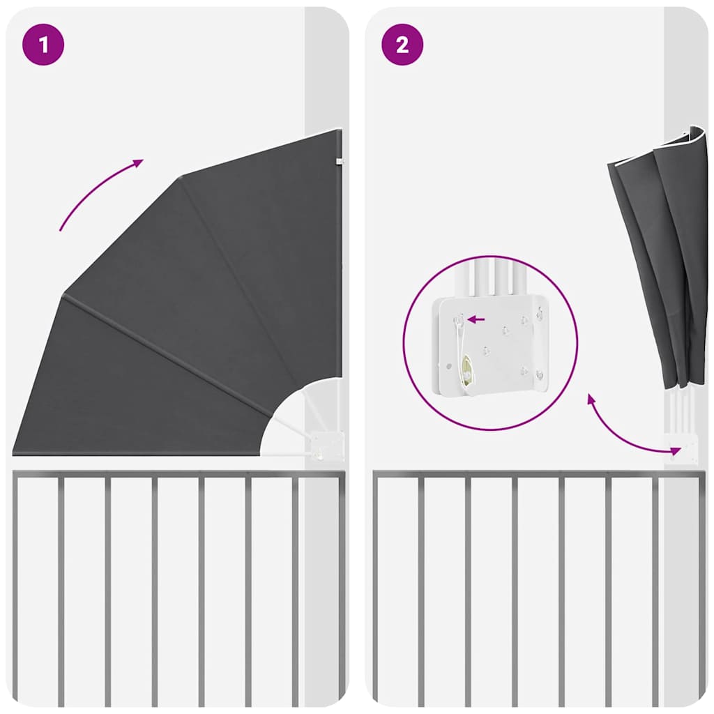 vidaXL Schermo di Privacy per Balcone Nero 115 x 115 cm Tessuto