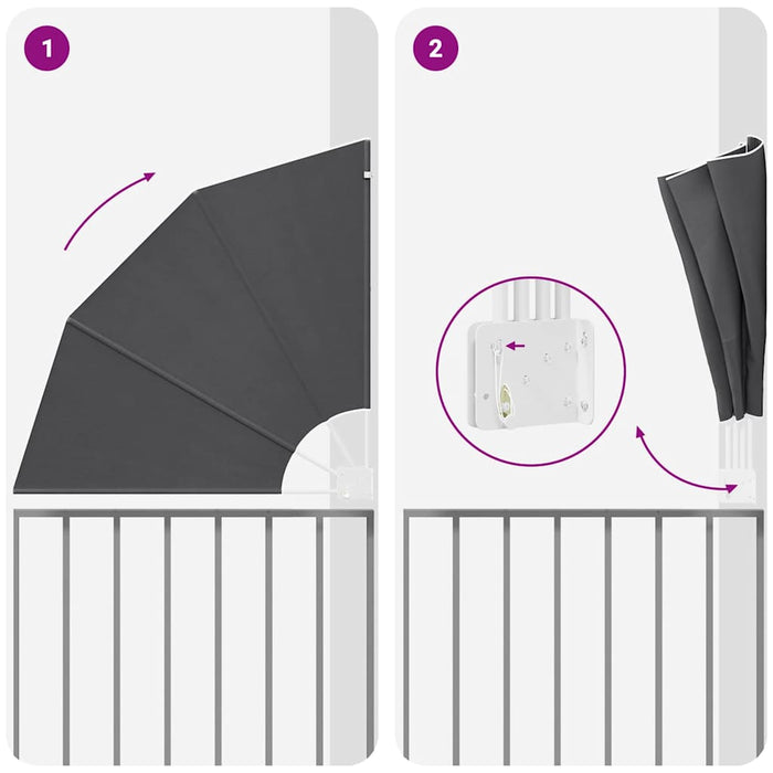 vidaXL Schermo di Privacy per Balcone Nero 115 x 115 cm Tessuto