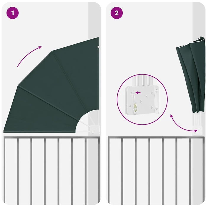 vidaXL Schermo di Privacy per Balcone Verde scuro 115 x 115 cm Tessuto