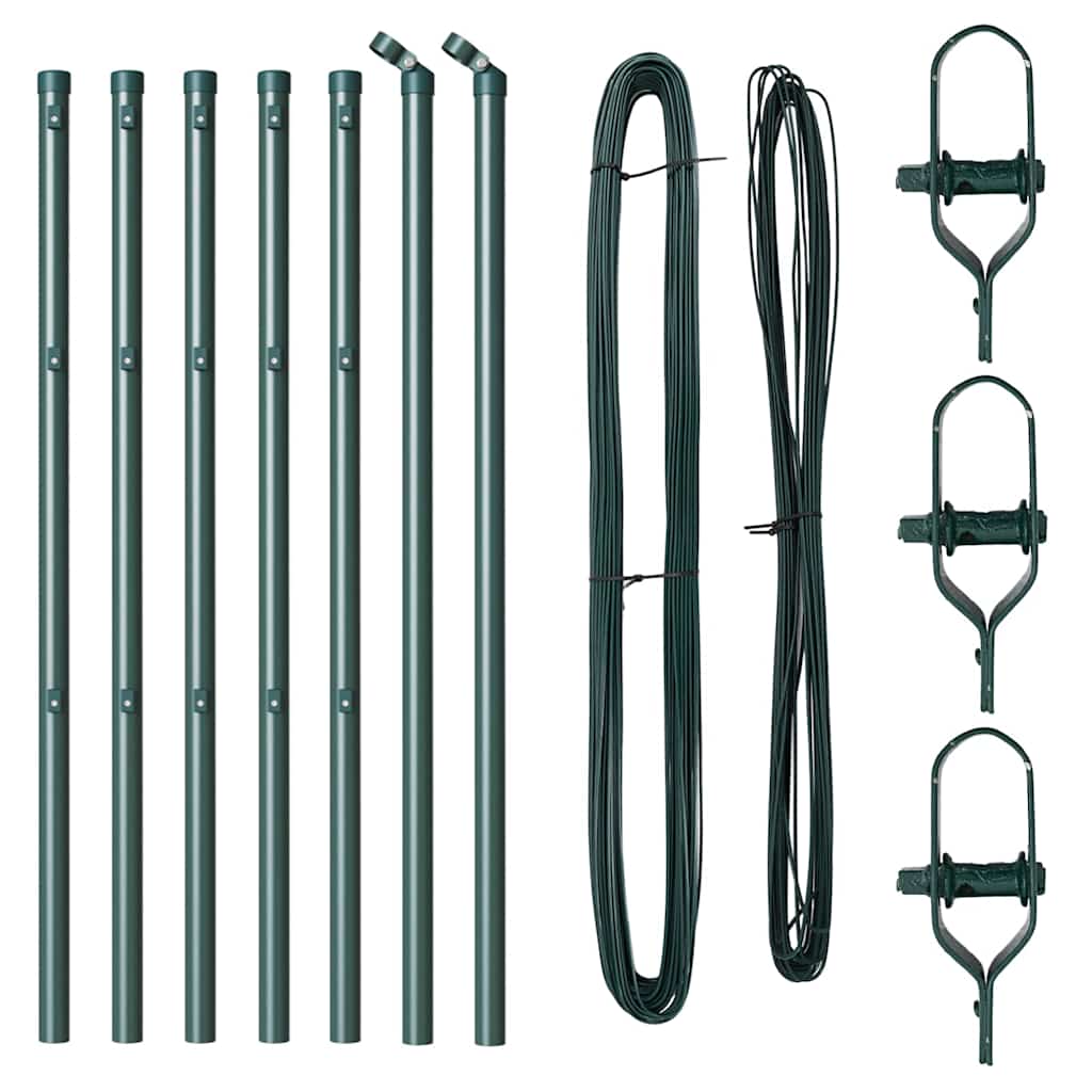 Pali per Recinzione 7 pcs Verde Ø32mm 100 cm Acciaio zincato 42004188