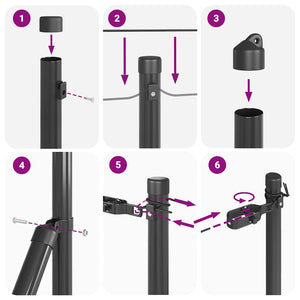 Pali per Recinzione 7 pcs Grigio Ø32mm 80 cm Acciaio zincato 42004202