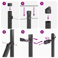 Pali per Recinzione 7 pcs Grigio Ø32mm 100 cm Acciaio zincato 42004204