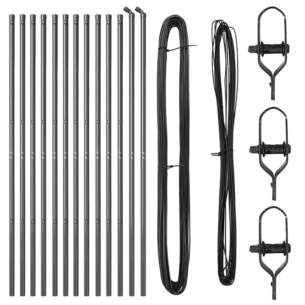 Pali per Recinzione 13 pcs Grigio Ø32mm 170 cm Acciaio zincato 42004211