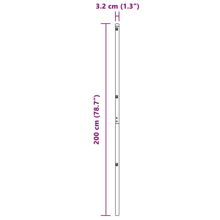Pali per Recinzione 7 pcs Grigio Ø32mm 200 cm Acciaio zincato 42004214