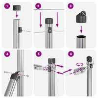 Pali per Recinzione 7 pcs Argento Ø32mm 80 cm Acciaio zincato 42004218