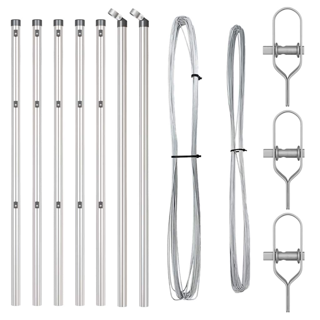 Pali per Recinzione 7 pcs Argento Ø32mm 100 cm Acciaio zincato 42004220