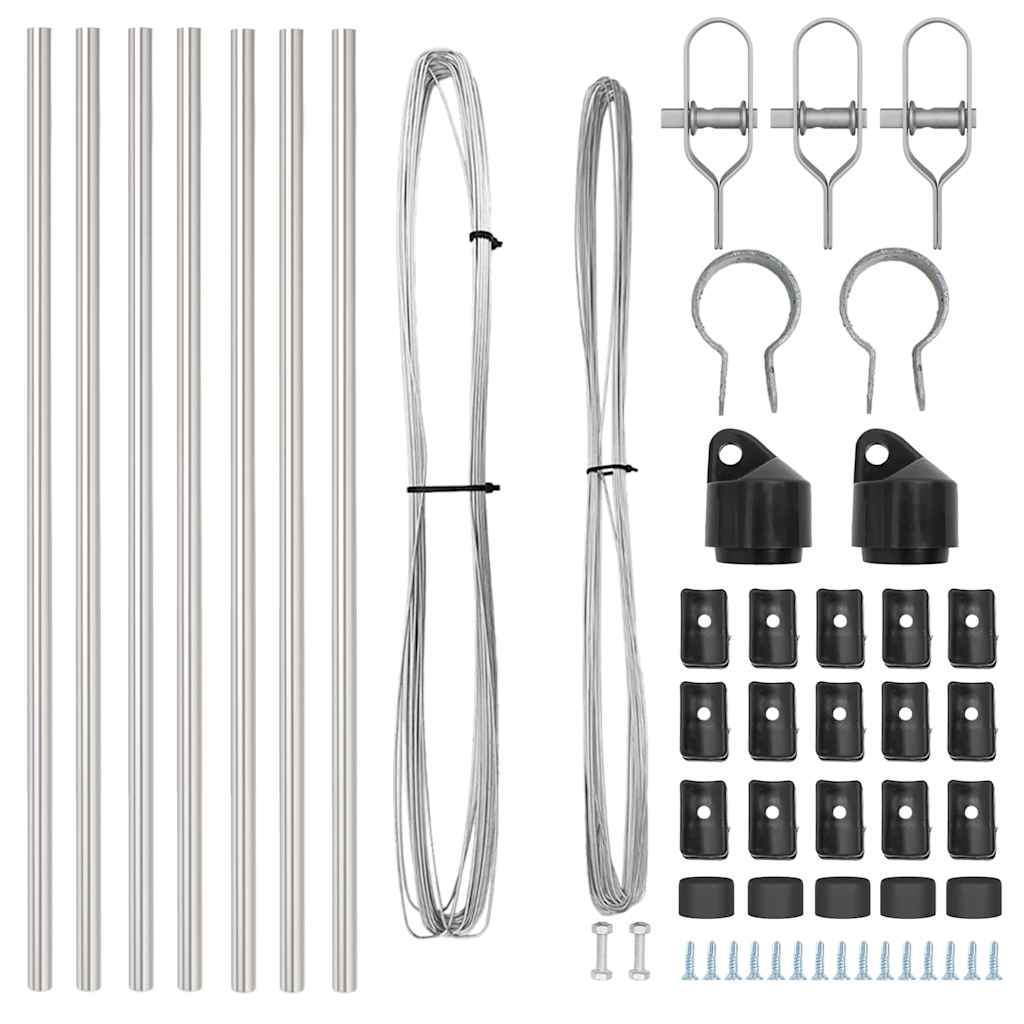 Pali per Recinzione 7 pcs Argento Ø32mm 100 cm Acciaio zincato 42004220