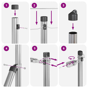 Pali per Recinzione 7 pcs Argento Ø32mm 100 cm Acciaio zincato 42004220