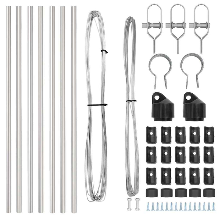 Pali per Recinzione 7 pcs Argento Ø32mm 120 cm Acciaio zincato 42004222