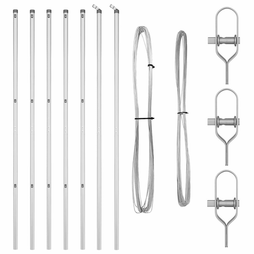 Pali per Recinzione 7 pcs Argento Ø32mm 170 cm Acciaio zincato 42004226