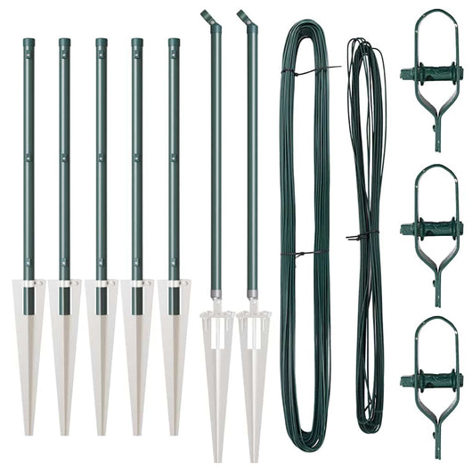 Pali per Recinzione 7 pcs Verde Ø32mm 60 cm Acciaio zincato 42004234