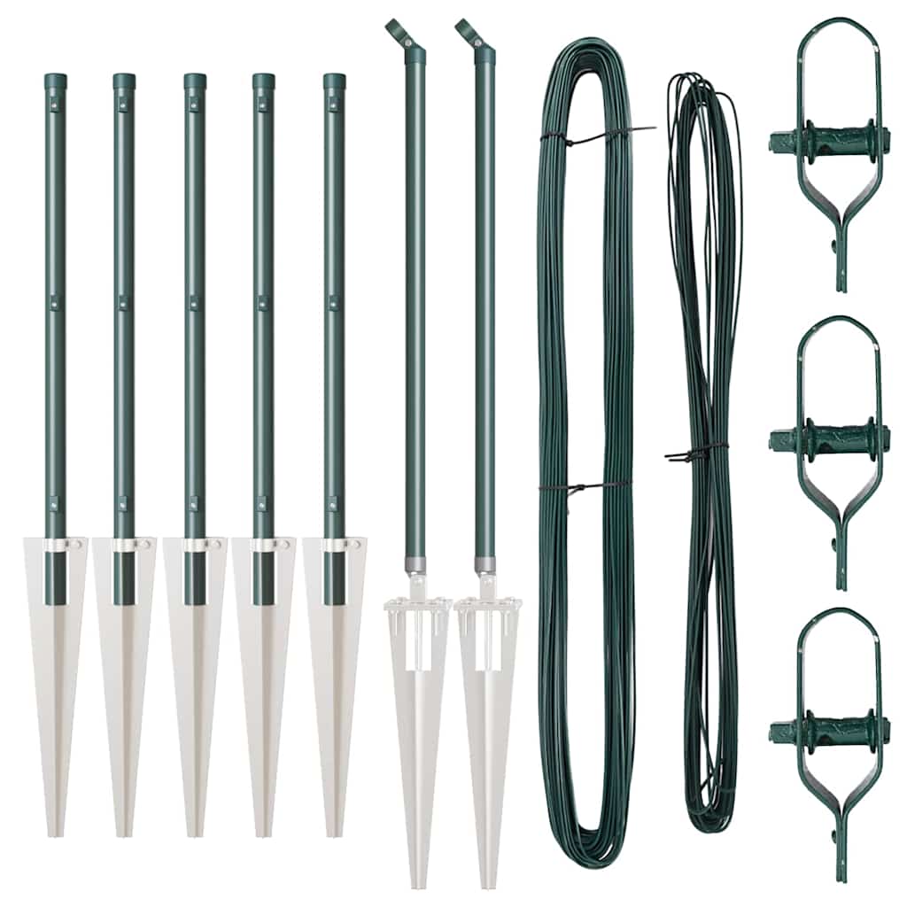 Pali per Recinzione 7 pcs Verde Ø32mm 100 cm Acciaio zincato 42004238