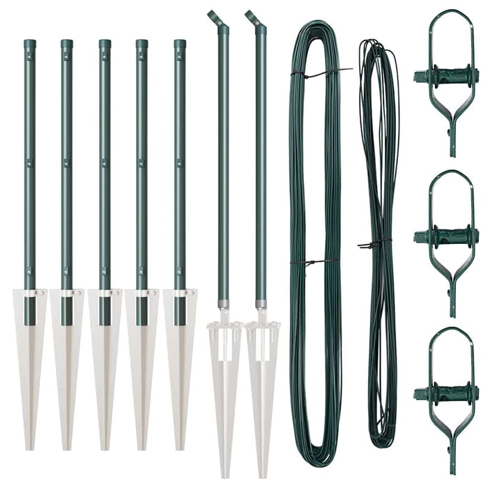 Pali per Recinzione 7 pcs Verde Ø32mm 100 cm Acciaio zincato 42004238