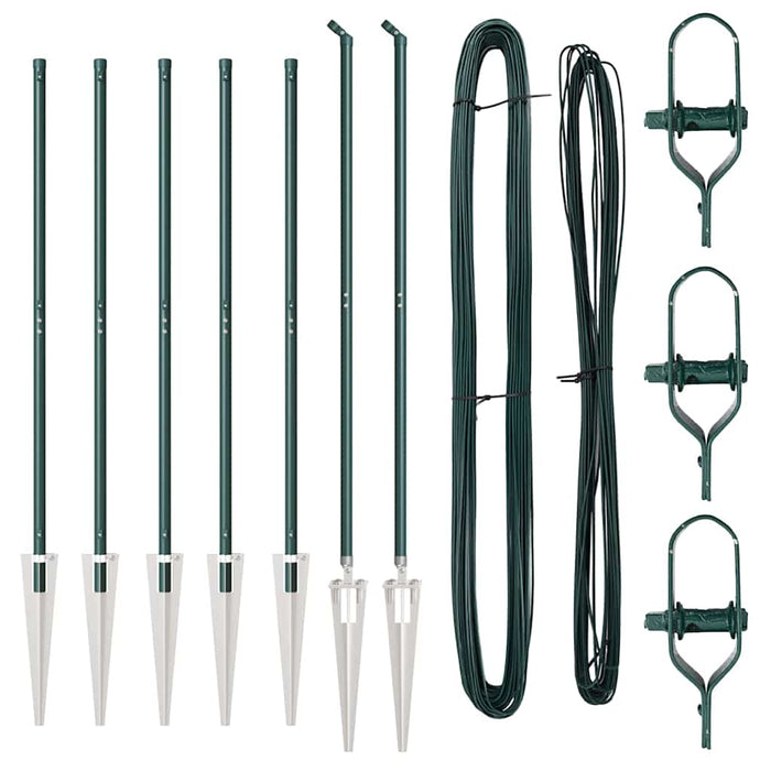 Pali per Recinzione 7 pcs Verde Ø32mm 160 cm Acciaio zincato 42004244