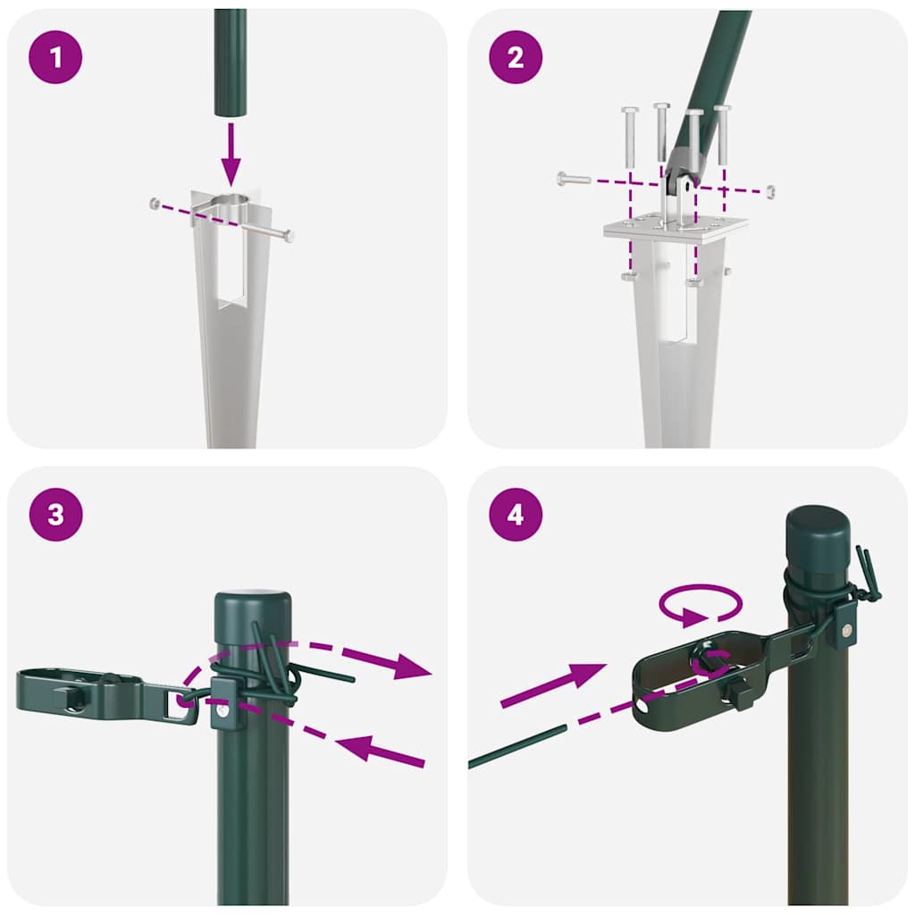 Pali per Recinzione 7 pcs Verde Ø32mm 160 cm Acciaio zincato 42004244