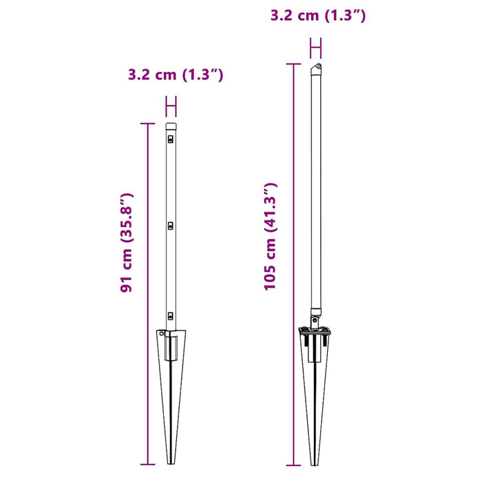 Pali per Recinzione 13 pcs Grigio Ø32mm 60 cm Acciaio zincato 42004251