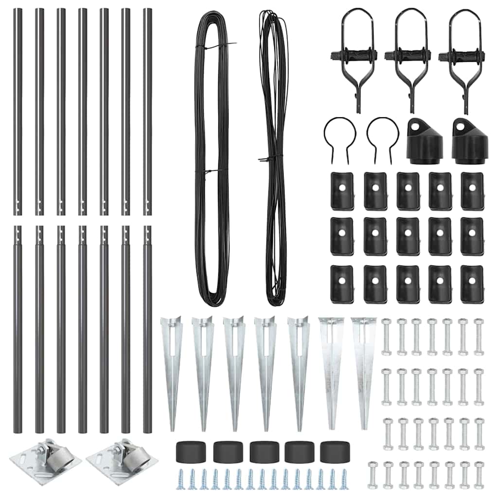 Pali per Recinzione 7 pcs Grigio Ø32mm 160 cm Acciaio zincato 42004260