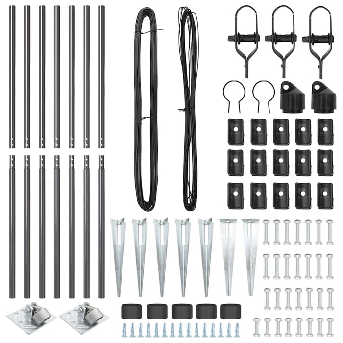 Pali per Recinzione 7 pcs Grigio Ø32mm 170 cm Acciaio zincato 42004262