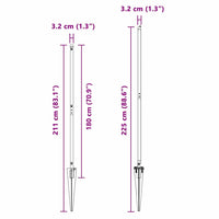 Pali per Recinzione 7 pcs Grigio Ø32mm 180 cm Acciaio zincato 42004264