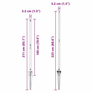 Pali per Recinzione 7 pcs Grigio Ø32mm 180 cm Acciaio zincato 42004264