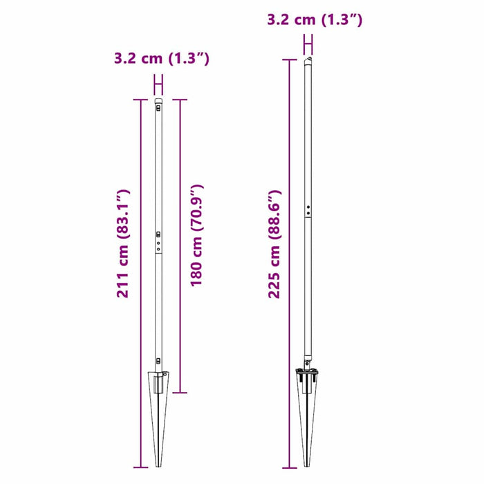 Pali per Recinzione 7 pcs Grigio Ø32mm 180 cm Acciaio zincato 42004264