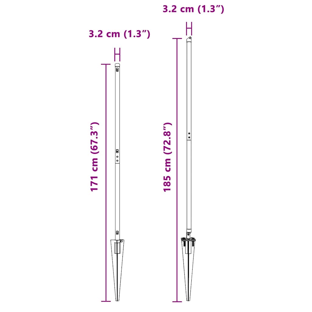 Pali per Recinzione 13 pcs Argento Ø32mm 140 cm Acciaio zincato 42004275